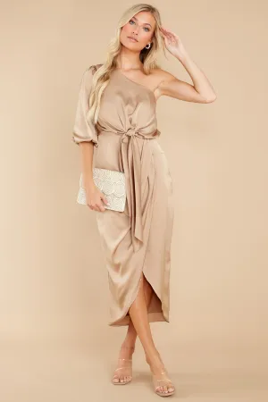 Type Of Elegance Champagne Midi Dress