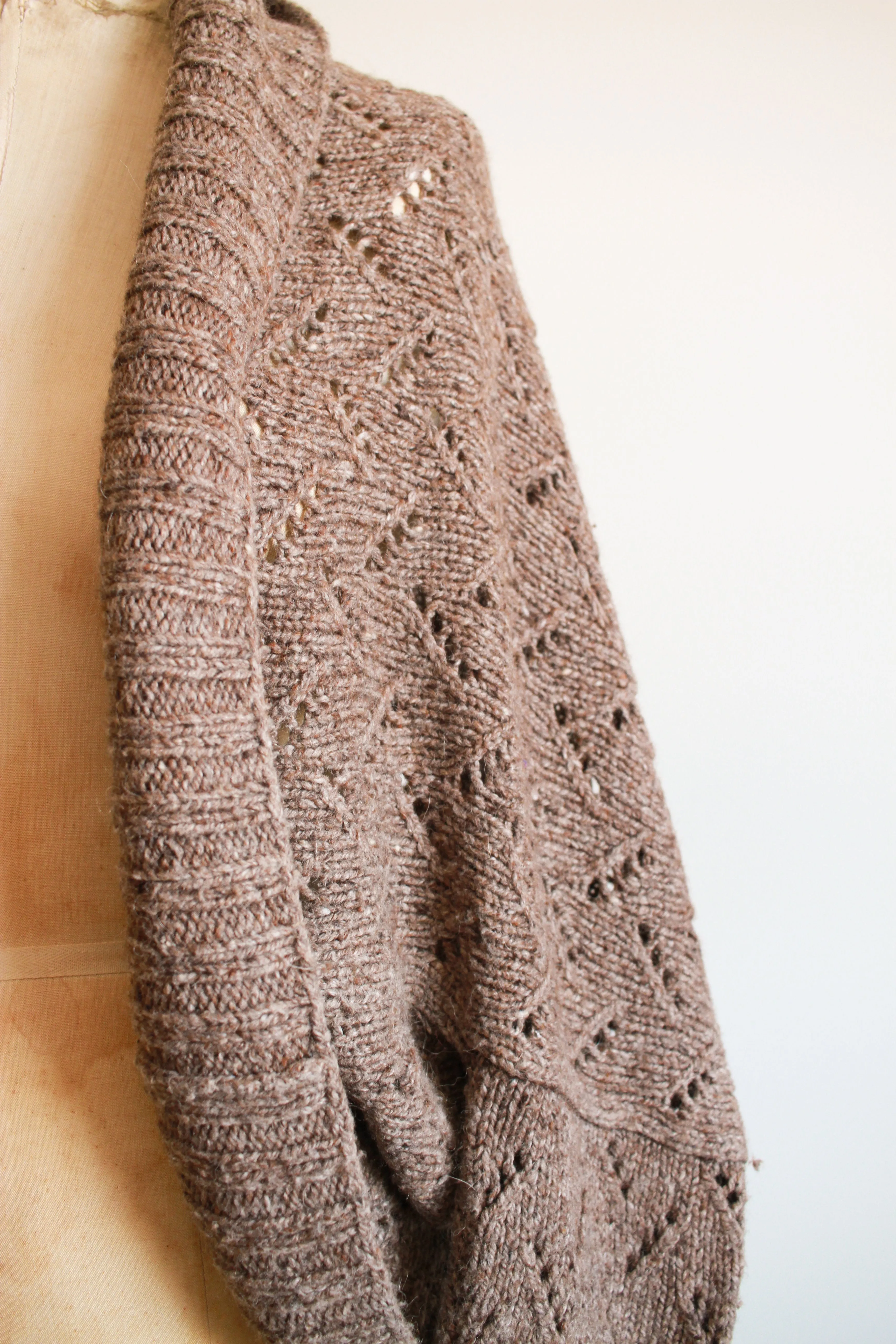 1980s Peruvian Mocha Knit Shawl Cardigan