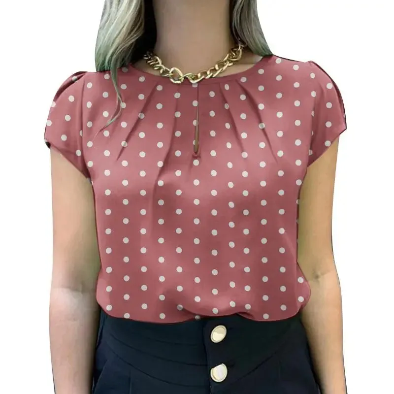 2024 Summer Tunic Tops ZANZEA Women Short Sleeve Polka Dots Blouse Work Holiday Shirt Casual O Neck Blusas Female Chemise Mujer