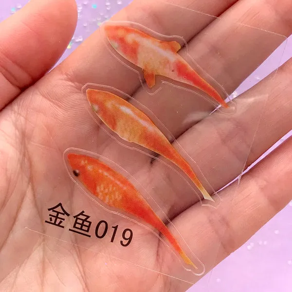 3D Resin Koi Fish Painting Sticker | Goldfish Stickers with 3D Effect | Koi Pond Clear Film | Filling Material for Resin Art (2 Sheets)