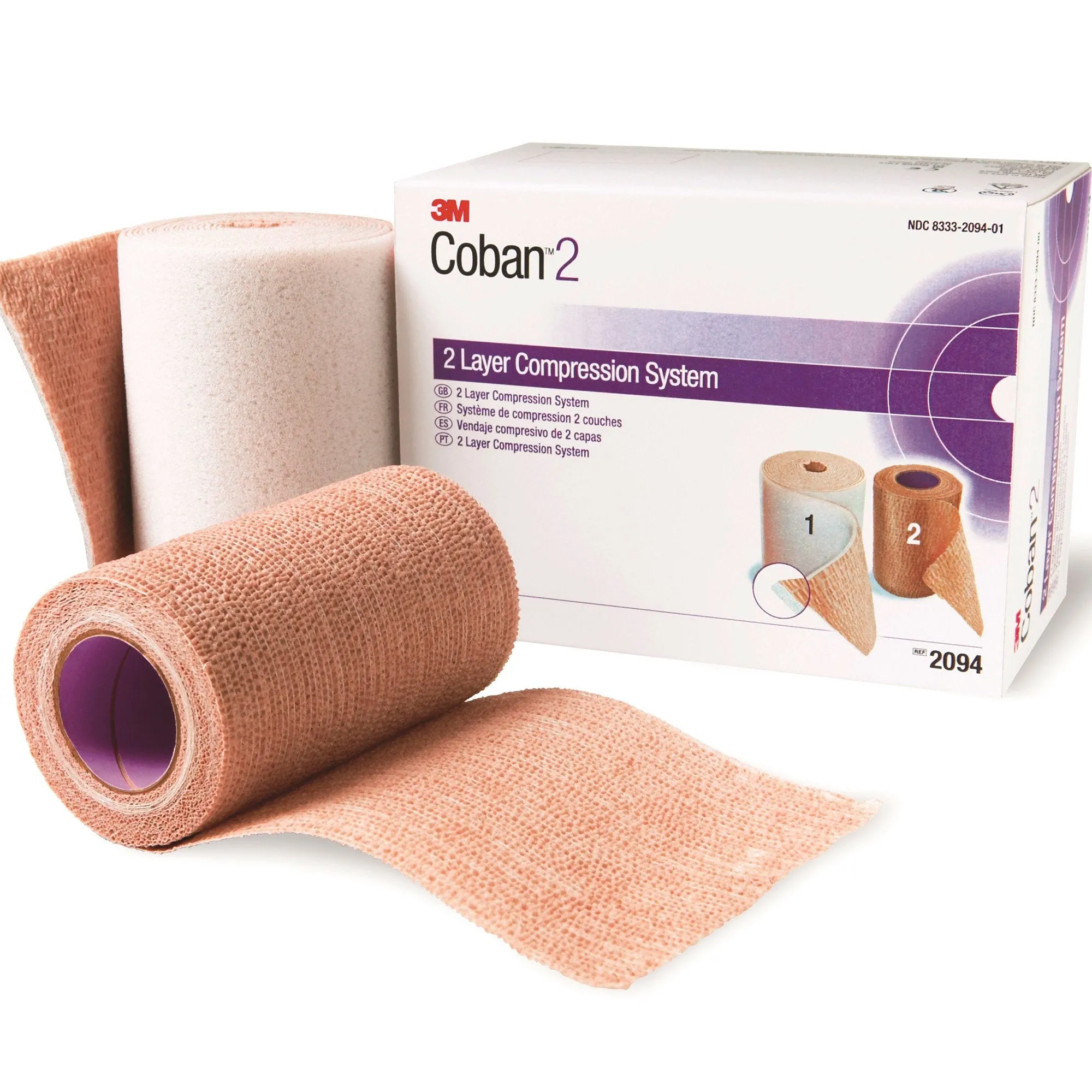 3M™ Coban™ 2 Self-adherent / Pull On Closure Two-Layer Compression Bandage System, 1 Box