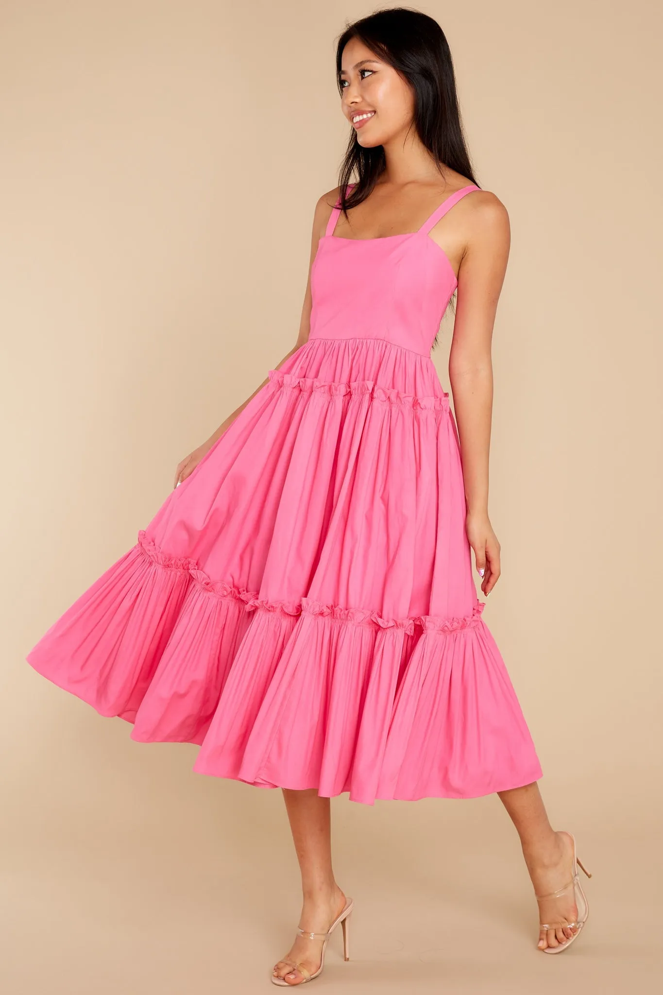 A Thousand Wishes Hot Pink Midi Dress