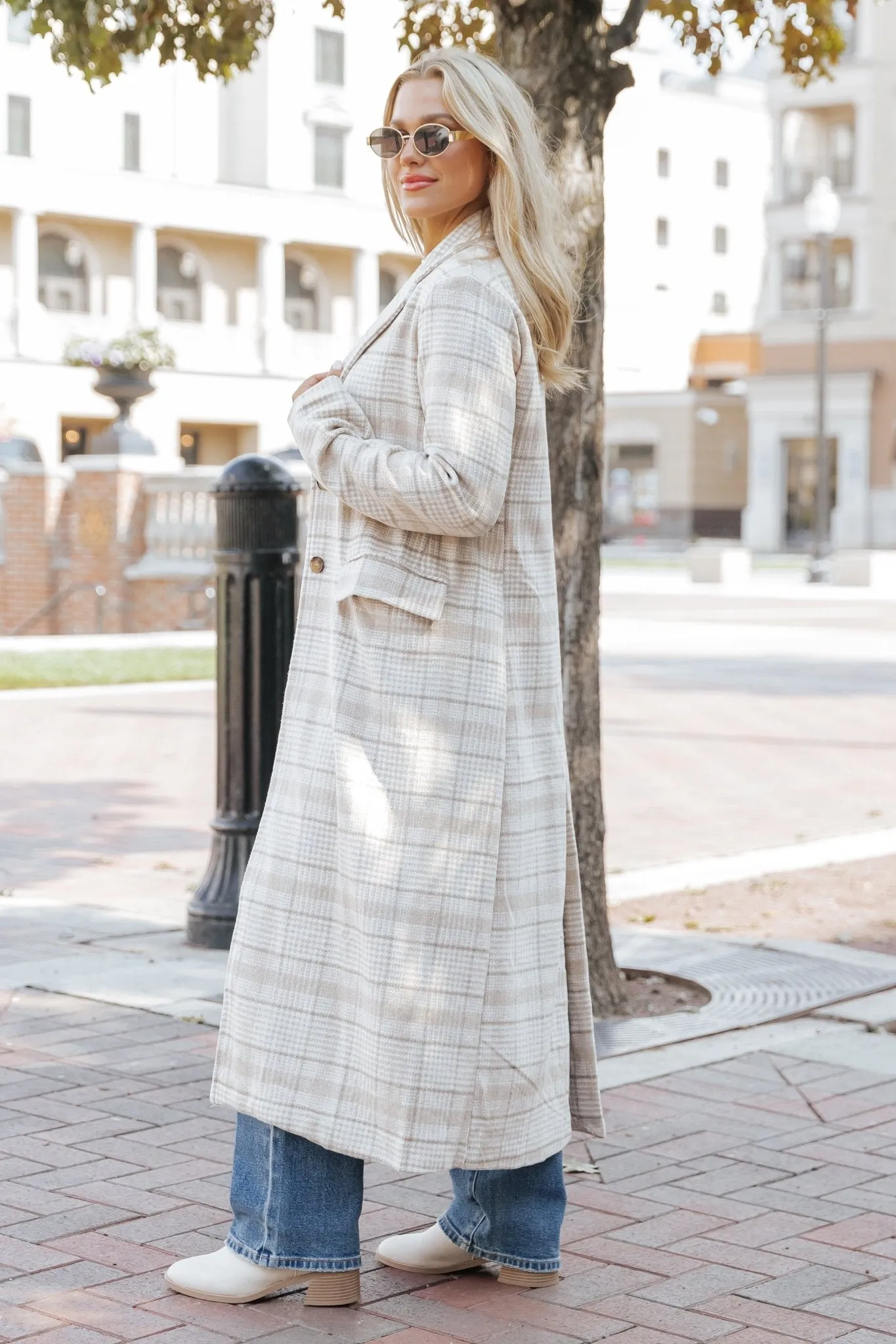 After Fall Tan Plaid Trench Coat - FINAL SALE