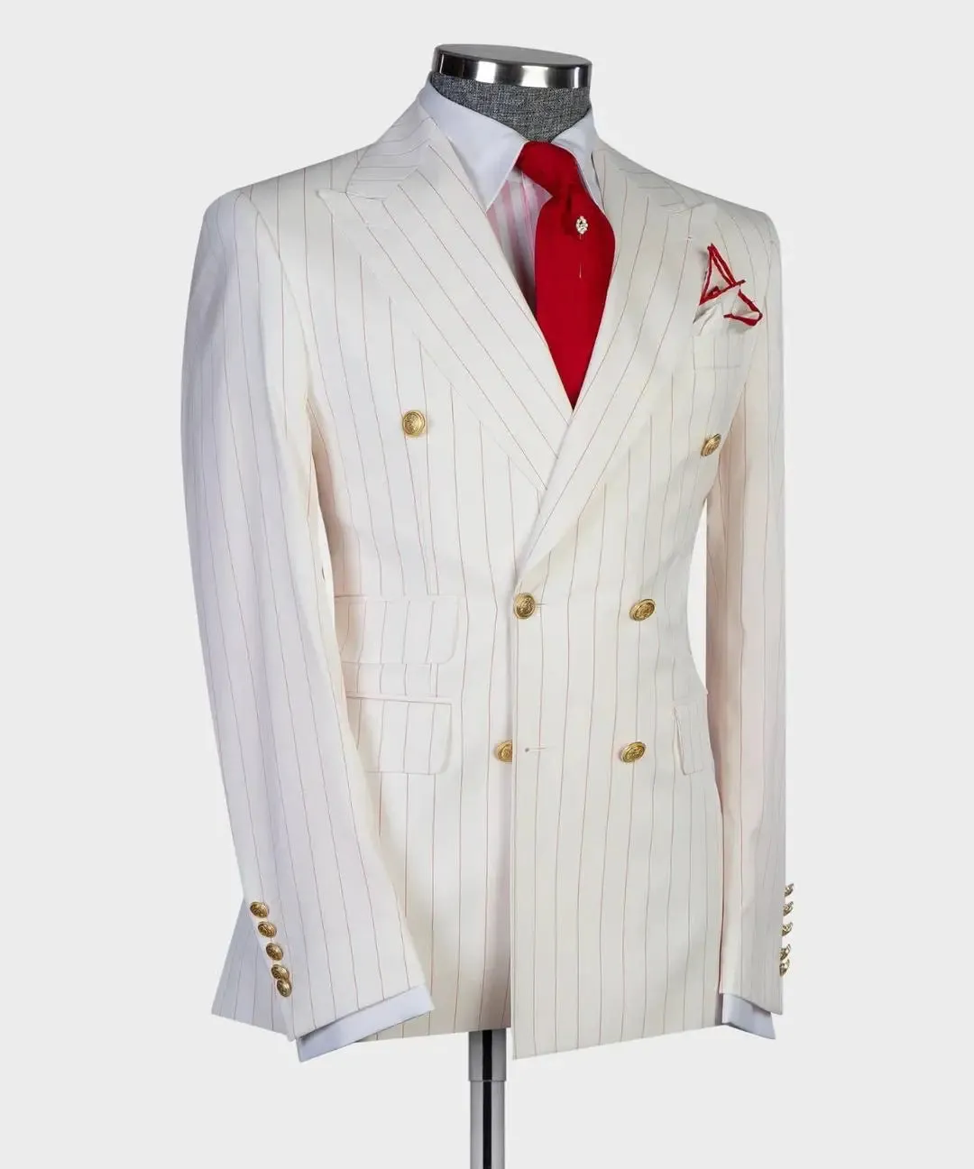 Aidase Pinstriped Men's Suit Coat Shawl Lapel Tuxedos For Wedding Slim Fit Double Breasted Groom Wear Business Office Only Blazer