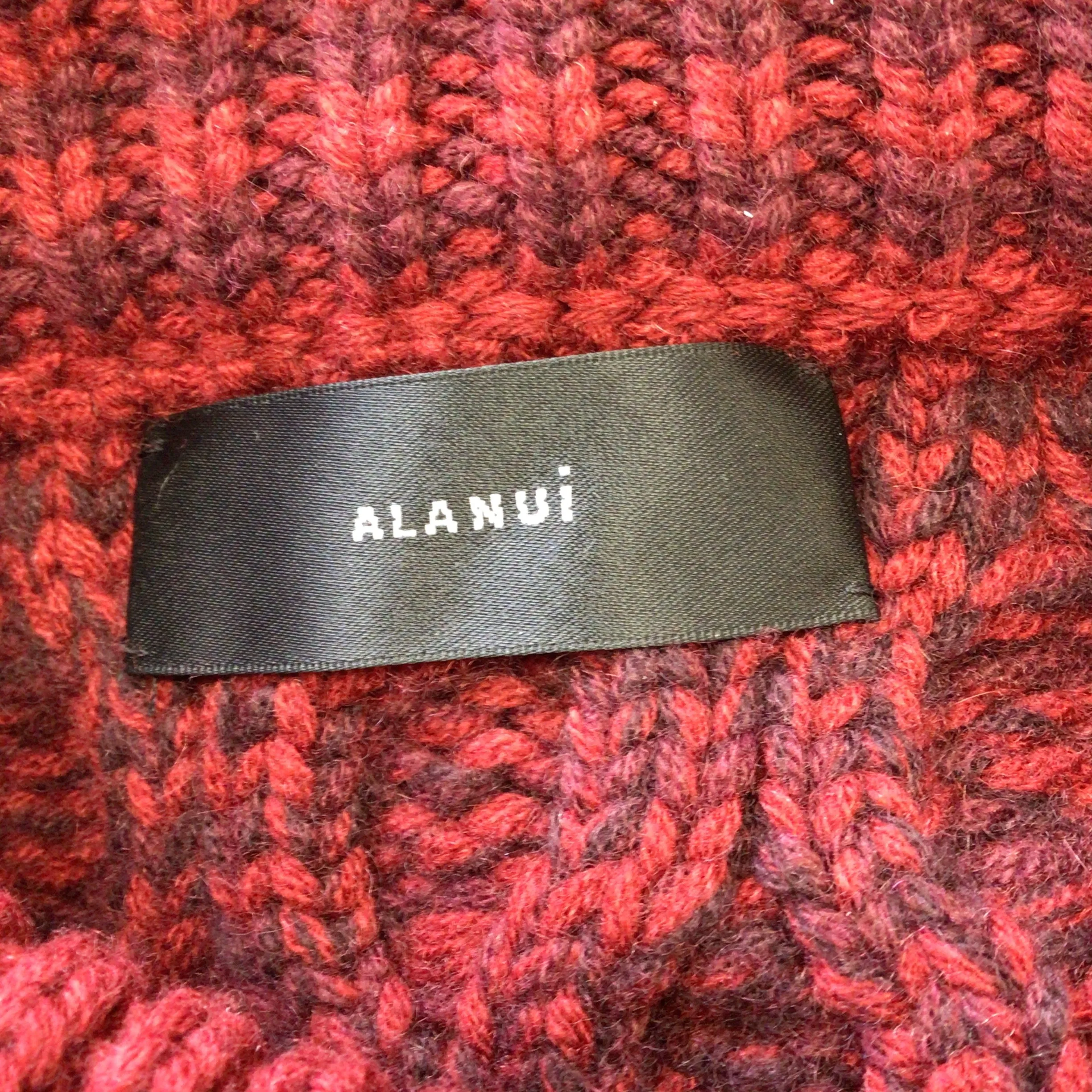 Alanui Red / Burgundy Fringed Detail Long Sleeved Cashmere Knit Pullover Sweater