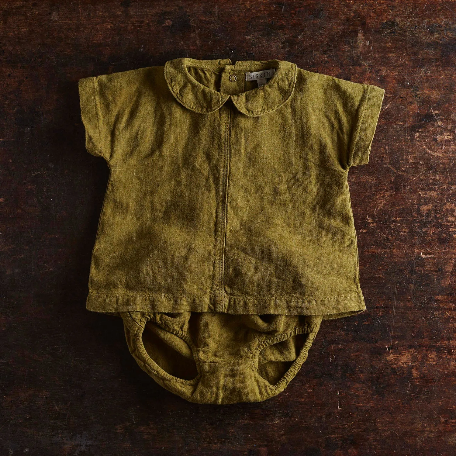 Alder Baby Tunic Top - Linen - Olive