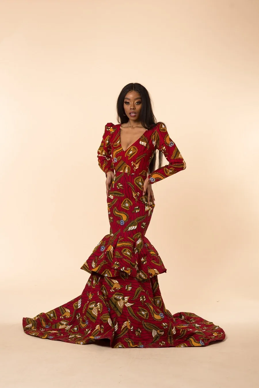 Amelia Ankara Maxi Dress | Red African Print