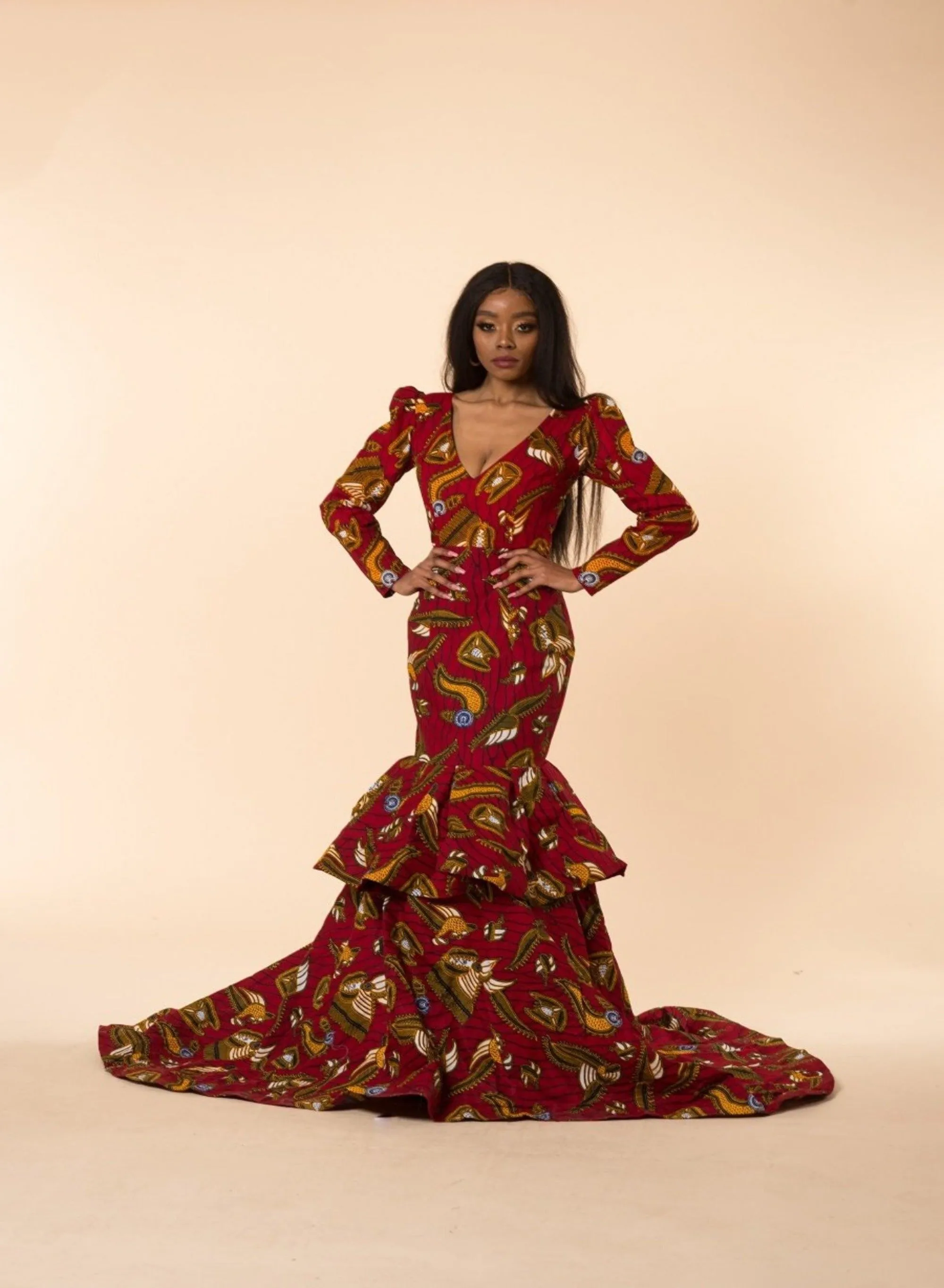 Amelia Ankara Maxi Dress | Red African Print