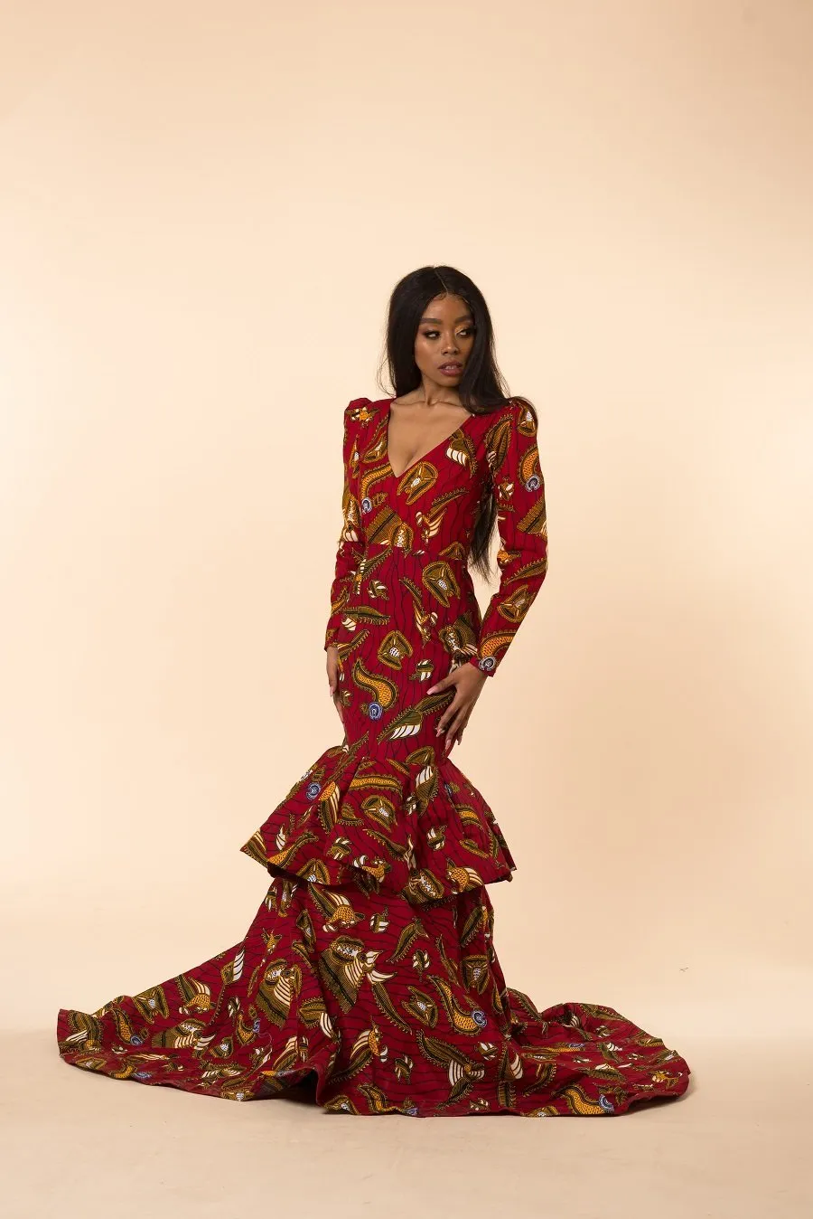 Amelia Ankara Maxi Dress | Red African Print