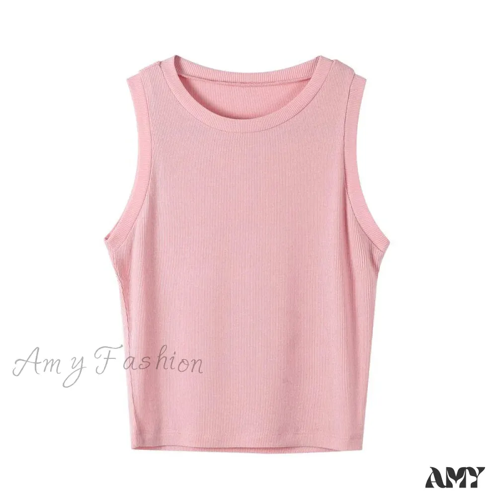 Amy Fashion - Knitted Ribbed Solid Vest