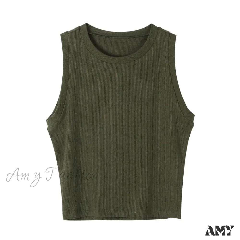 Amy Fashion - Knitted Ribbed Solid Vest