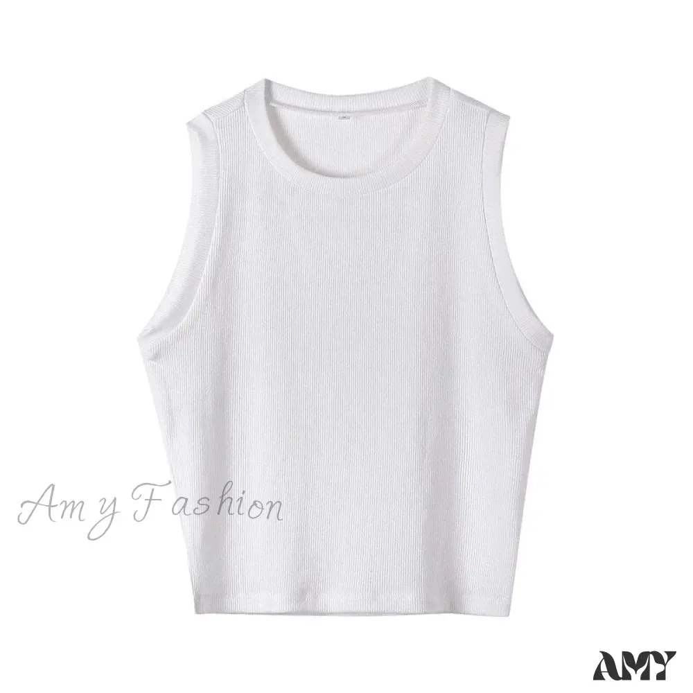 Amy Fashion - Knitted Ribbed Solid Vest