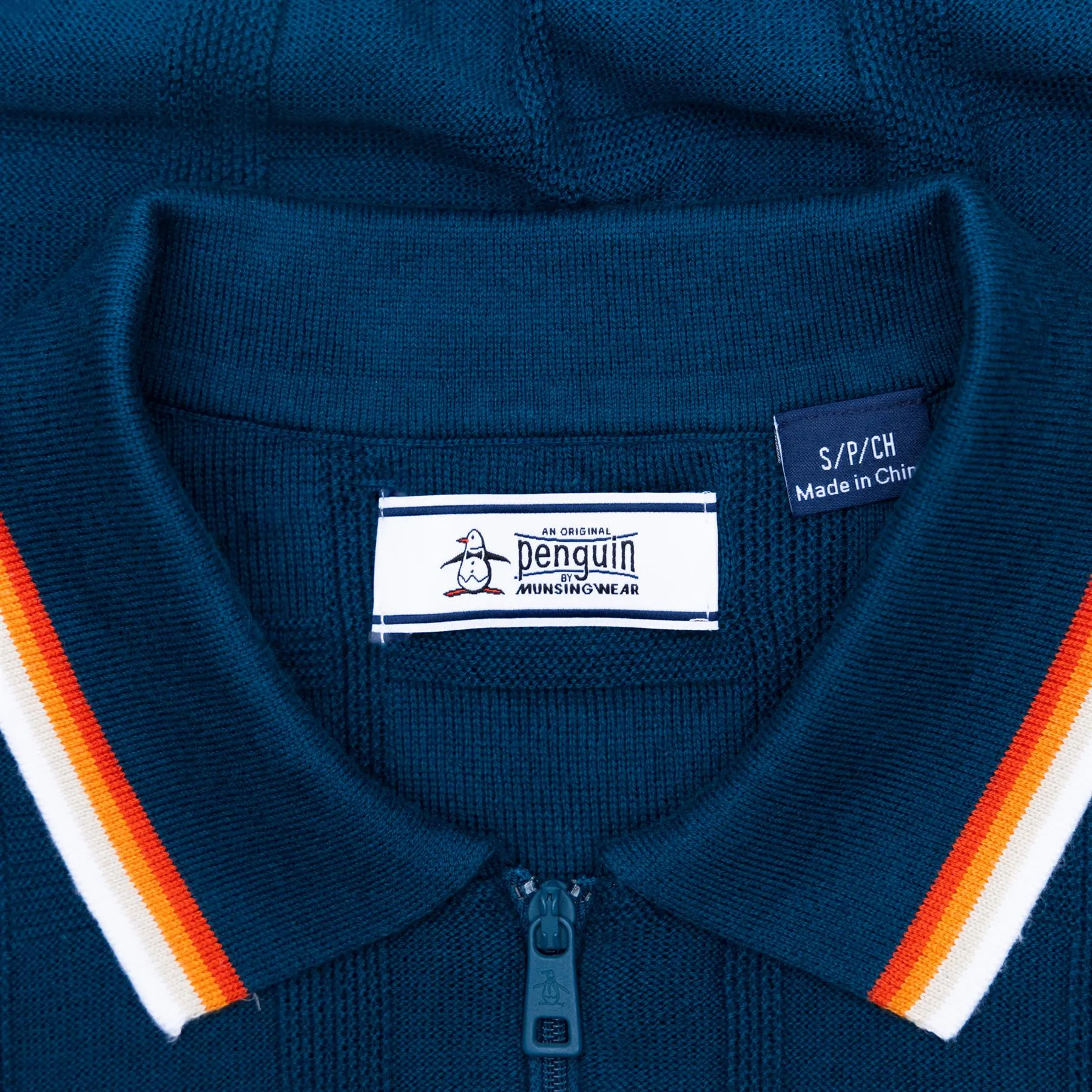 Archive Sweater Quarter Zip Cotton Knit Polo Poseidon Blue - AW23