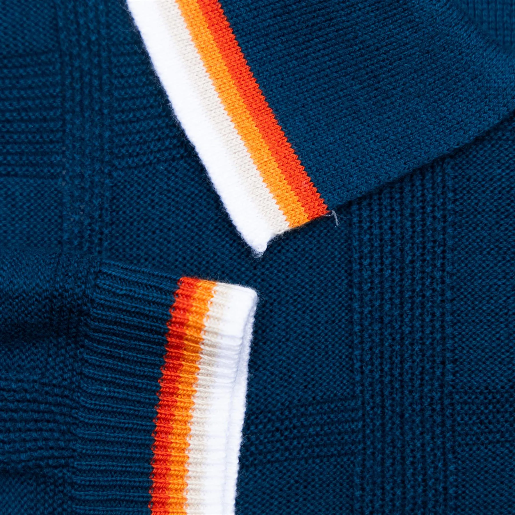 Archive Sweater Quarter Zip Cotton Knit Polo Poseidon Blue - AW23