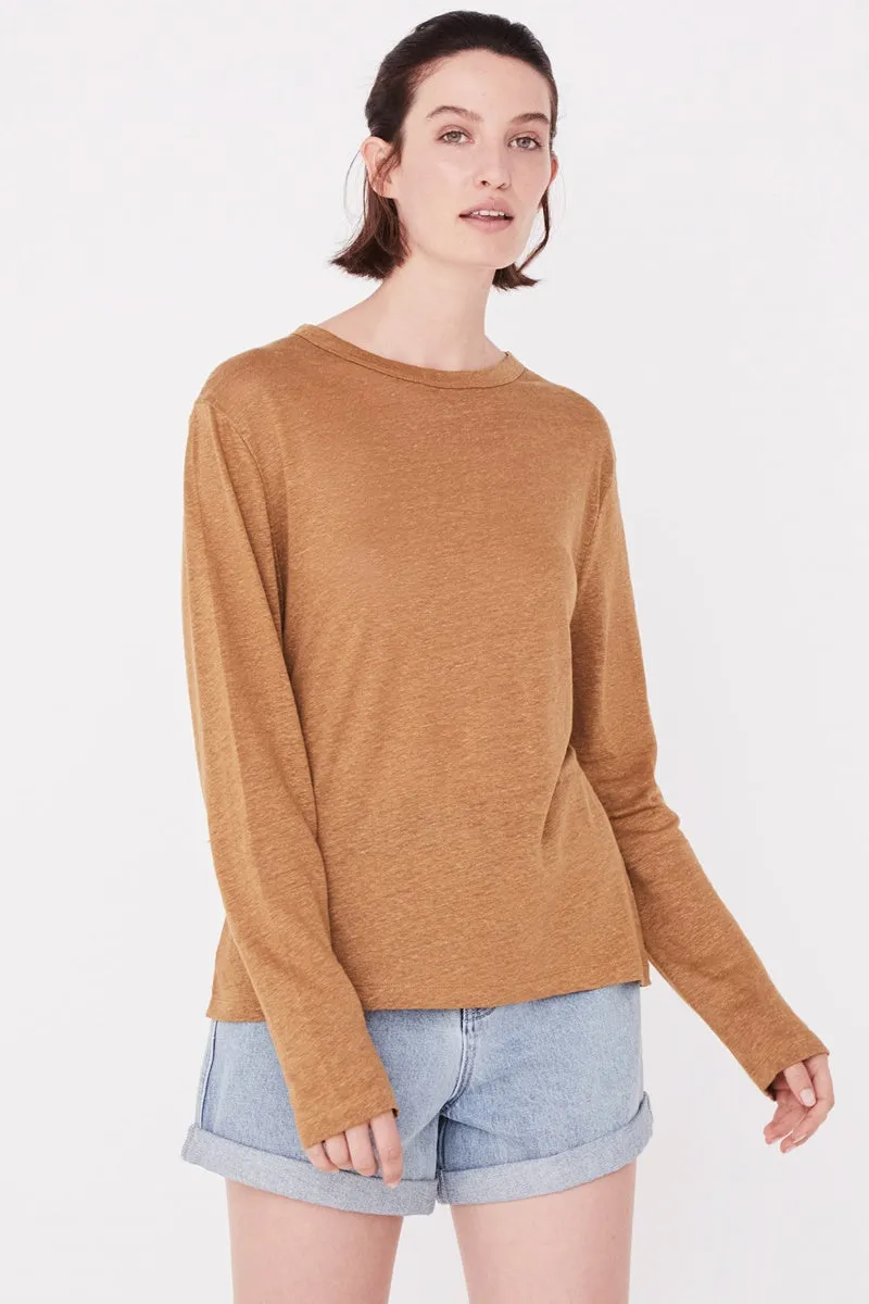 Assembly Label - Mara Linen Long Sleeve Tee - Sepia