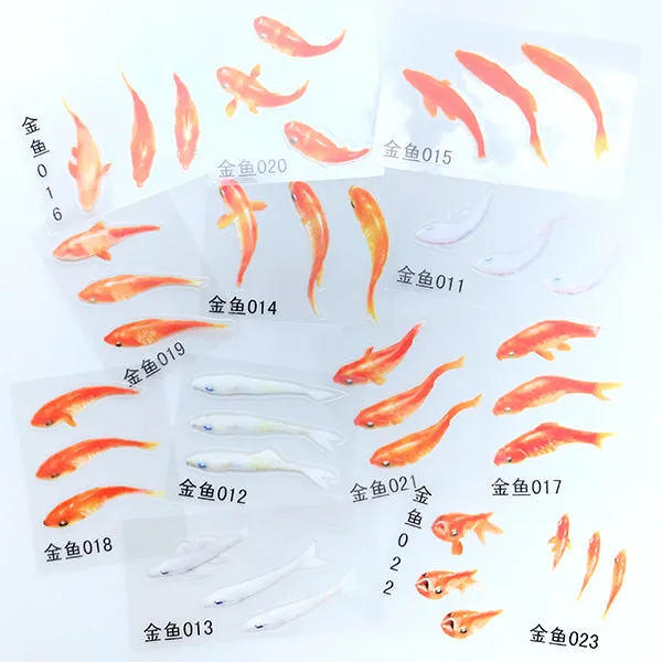 Assorted Goldfish Sticker with 3D Resin Painting Effect | Koi Fish Pond Resin Inclusions | Resin Art Supplies (Set of 13)