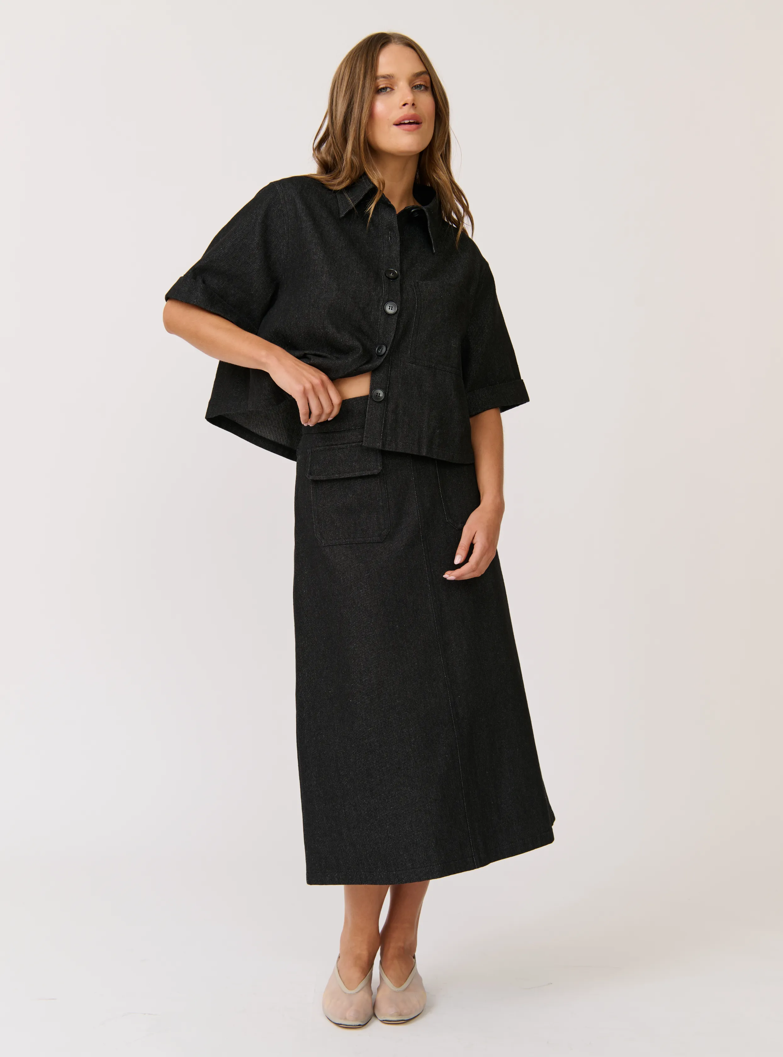 ASTRID SKIRT - Black Denim