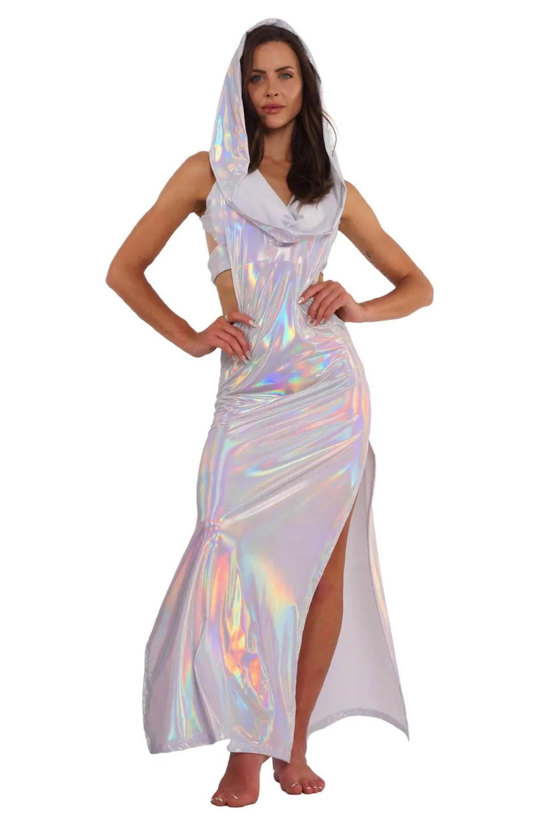 Atlantis Holographic White Maxi Dress