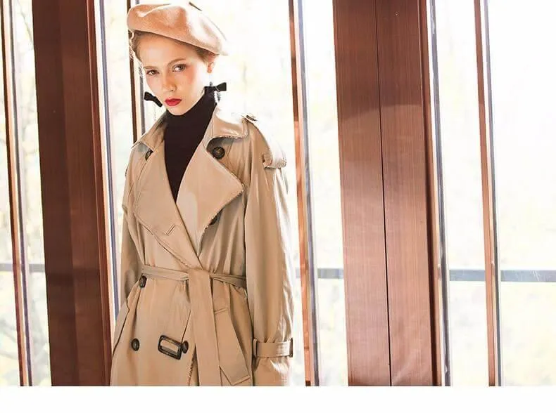 Autumn Fashion Modern Turn Down Collar Double Casual Long Trench