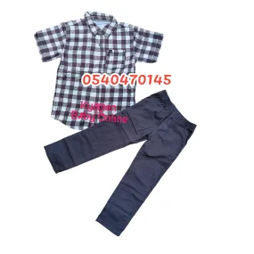 Baby Boy  Short Sleeve Shirt  with Trousers (Calvin Klein) Coffee