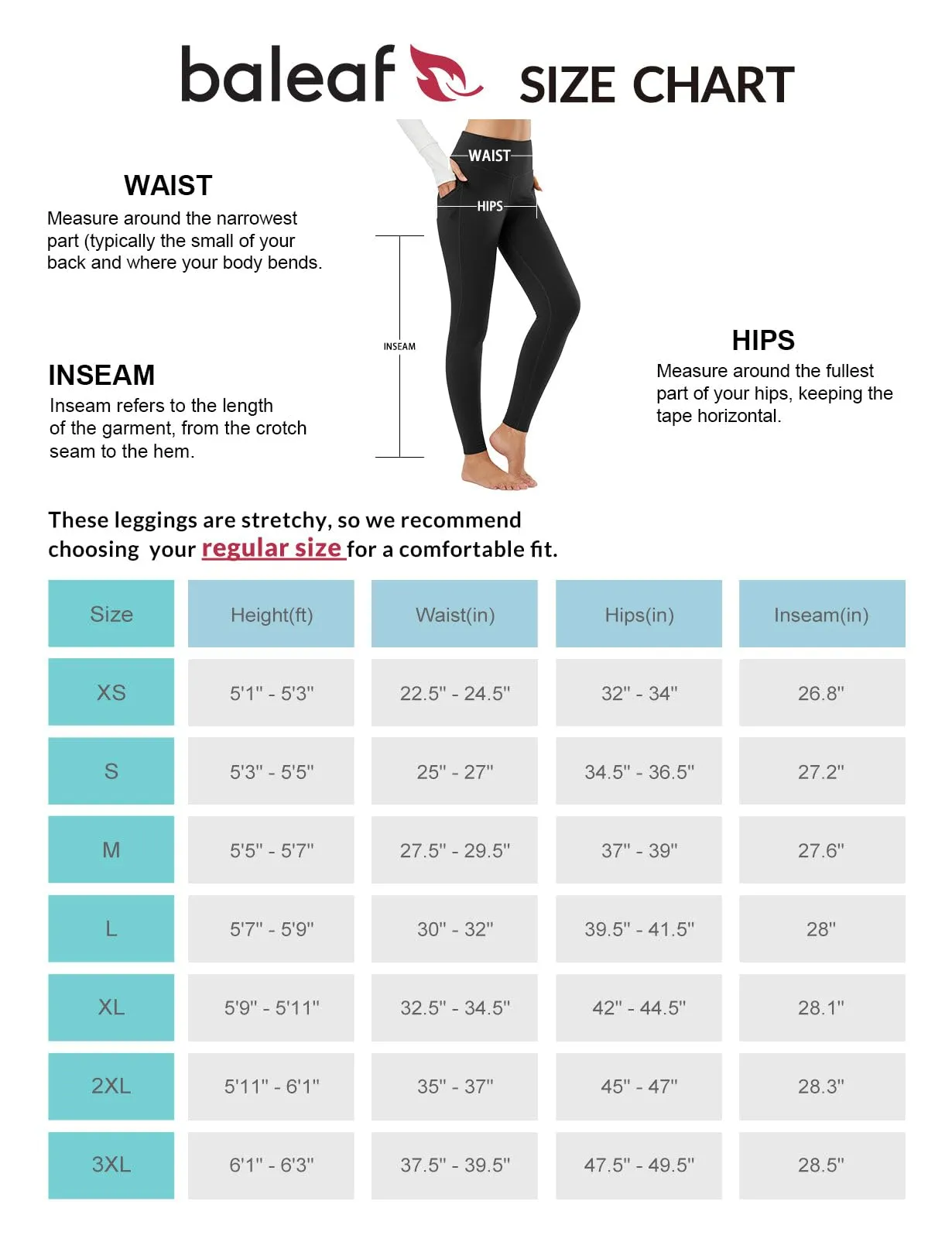 BALEAF Women's Fleece Lined Leggings Thermal Warm Winter Tights High Waisted Thick Yoga Pants Cold Weather with Pockets Black M