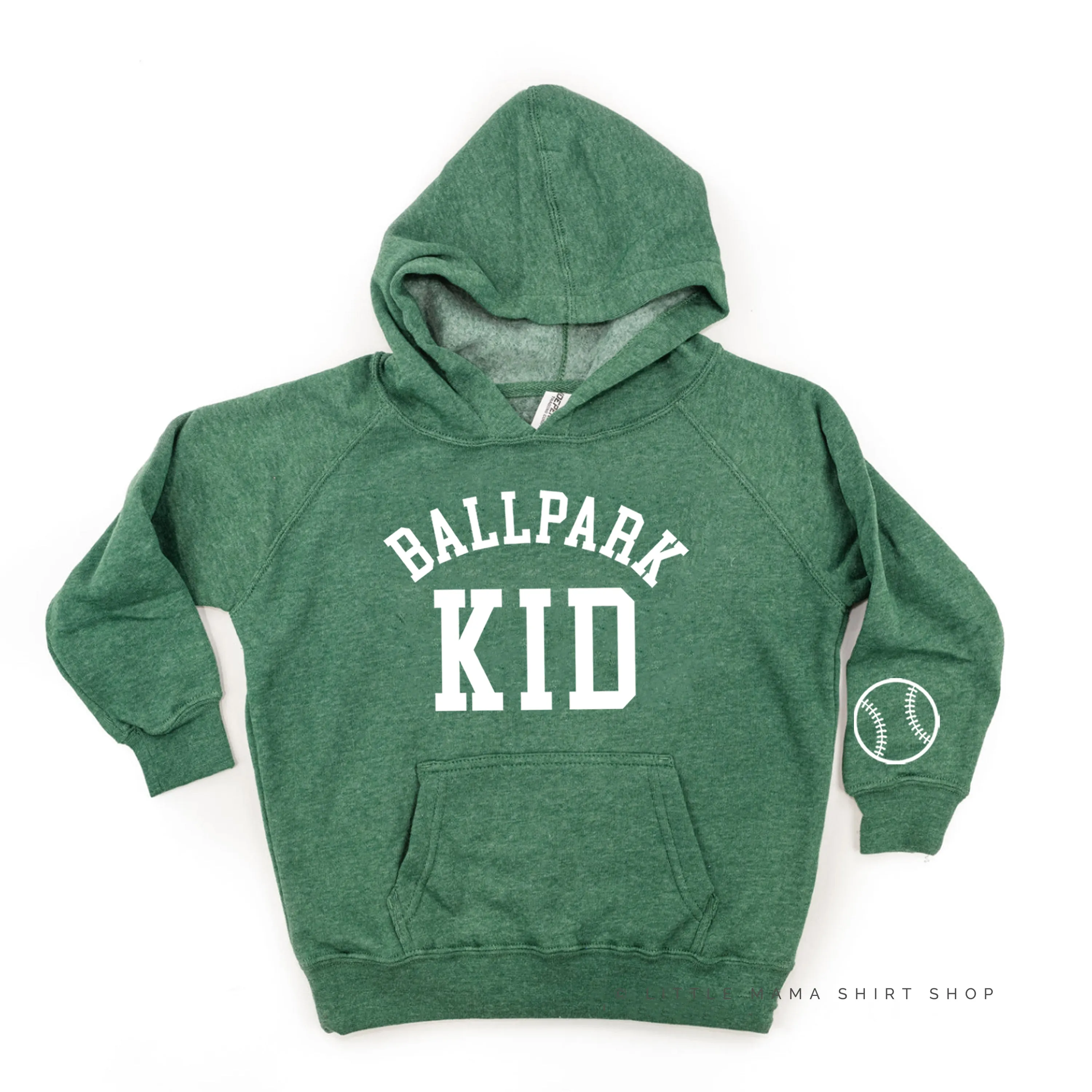 Ballpark Kid - Baseball Detail on Sleeve - CHILD HOODIE