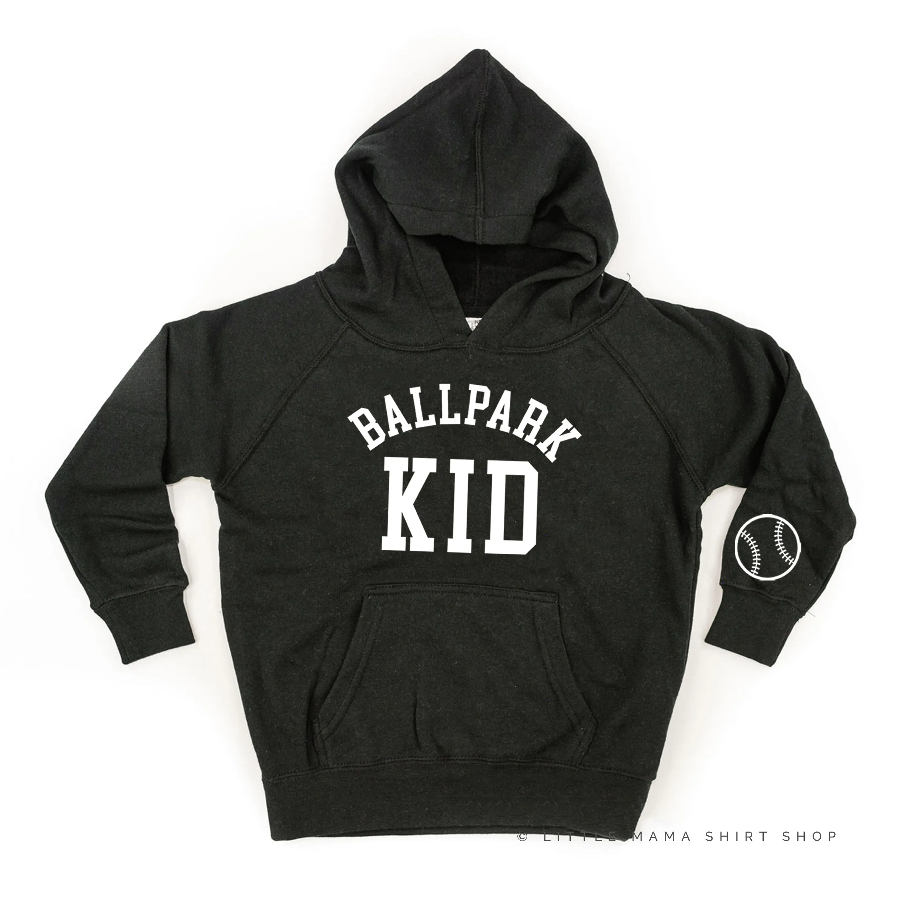 Ballpark Kid - Baseball Detail on Sleeve - CHILD HOODIE