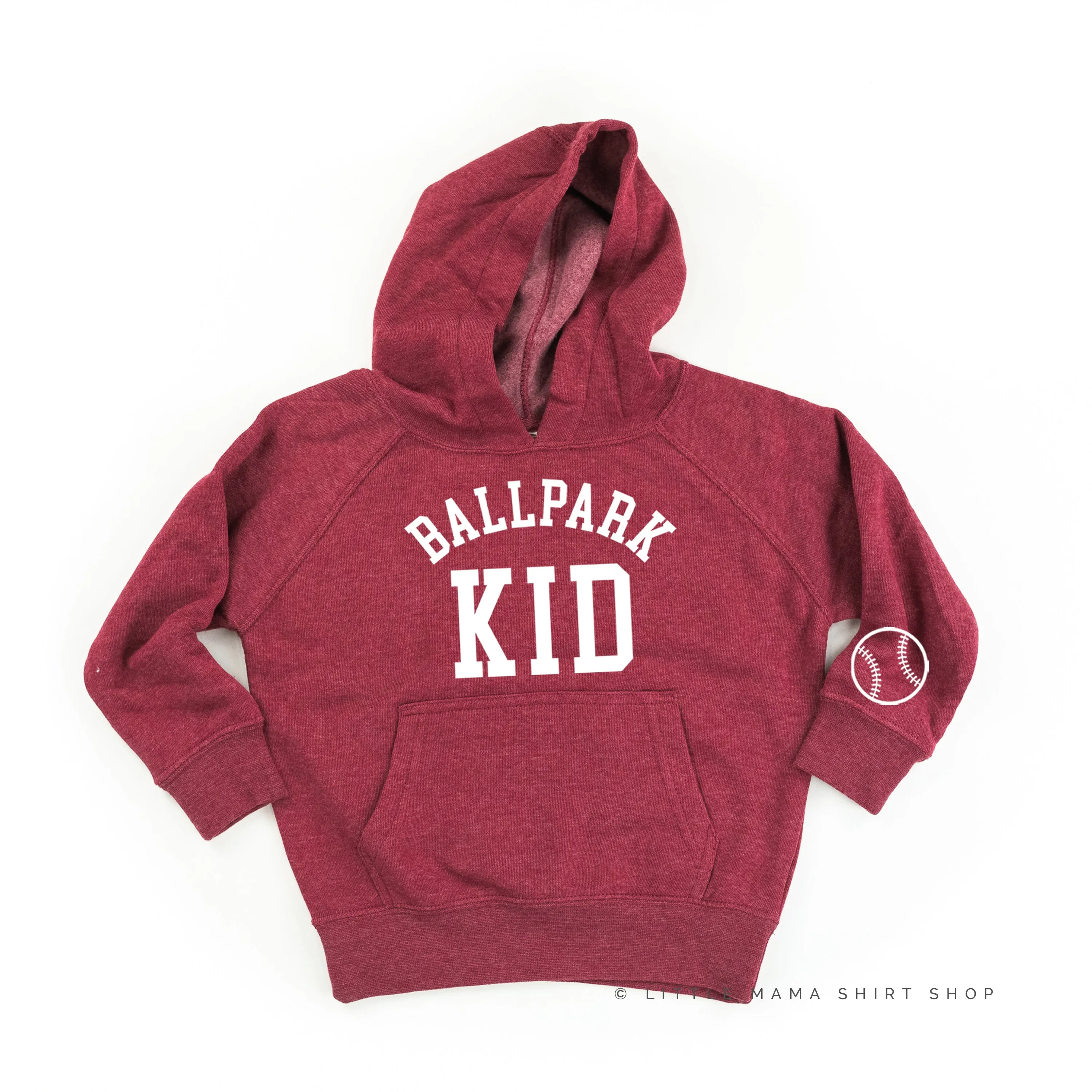 Ballpark Kid - Baseball Detail on Sleeve - CHILD HOODIE