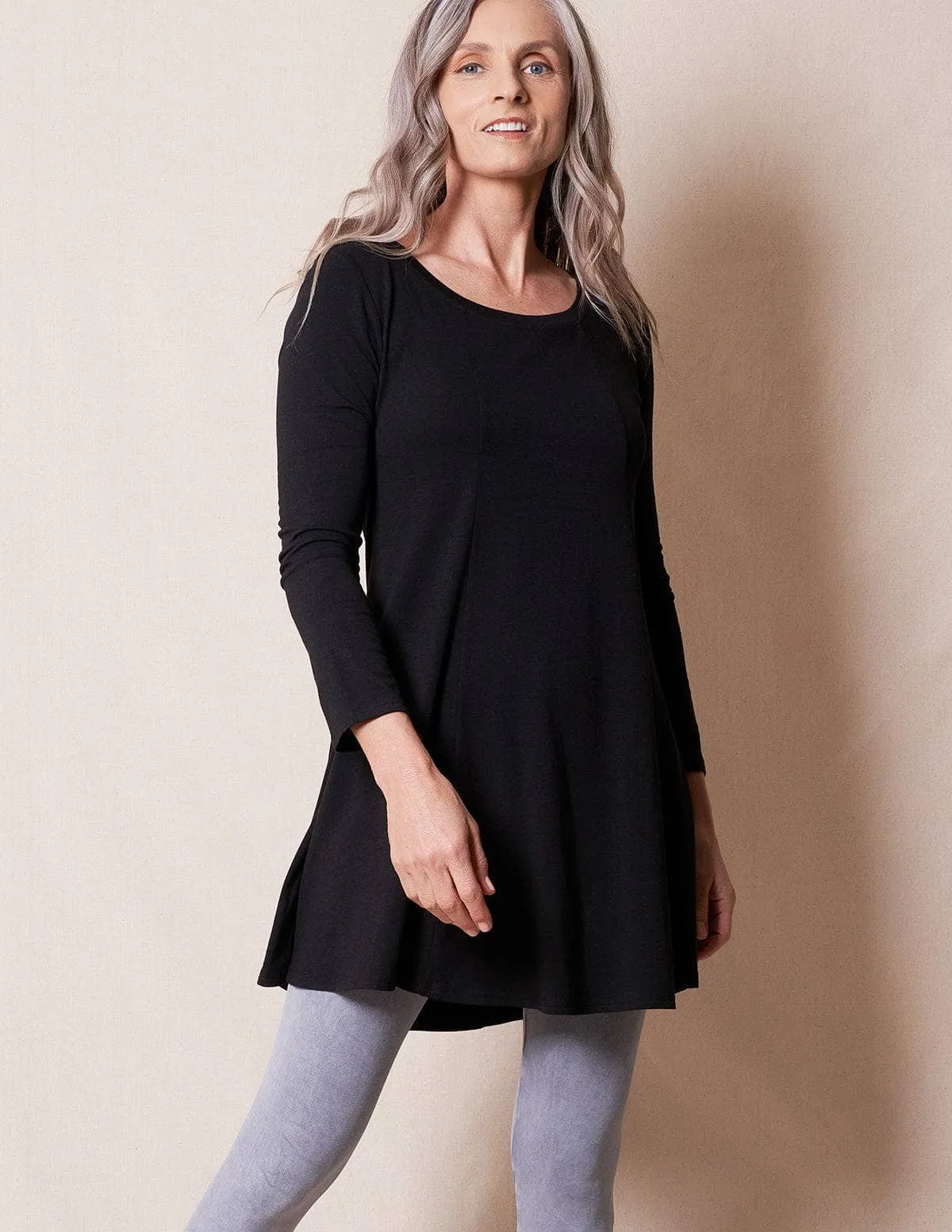 Bamboo/Organic Cotton Tunic Dress - Black