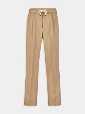 Beige Linen-Blend Chinos