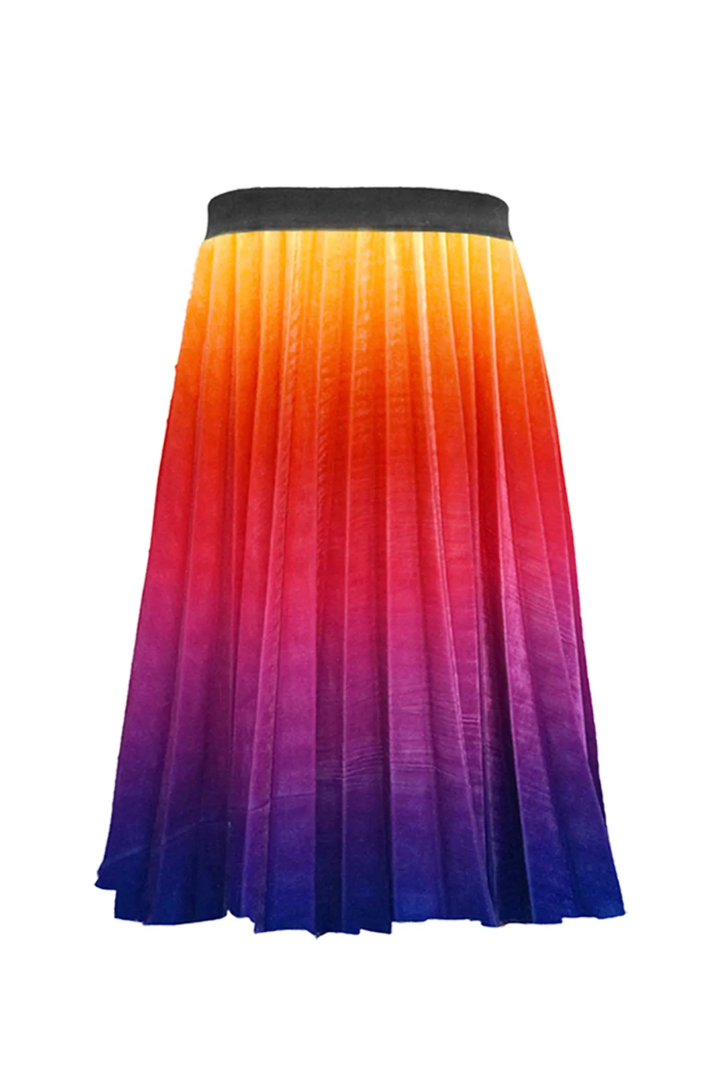 Big Girls Ombre Pleated Midi Velvet Skirt