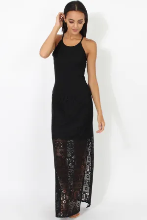 Black Crochet Maxi Dress - Paris