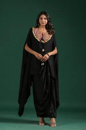 Black Embroidered Premium Silk Skirt Set