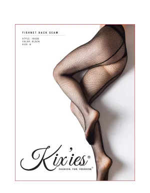 Black Fishnet Tights Back Seam, Petite to Plus Size