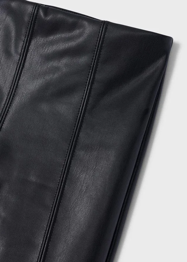 Black Leatherette Girl’s Leggings  - Select Size