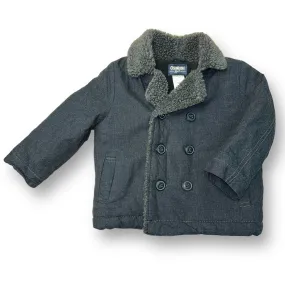 Boys OshKosh Size 18 Months Charcoal Sherpa Collar Midweight Coat