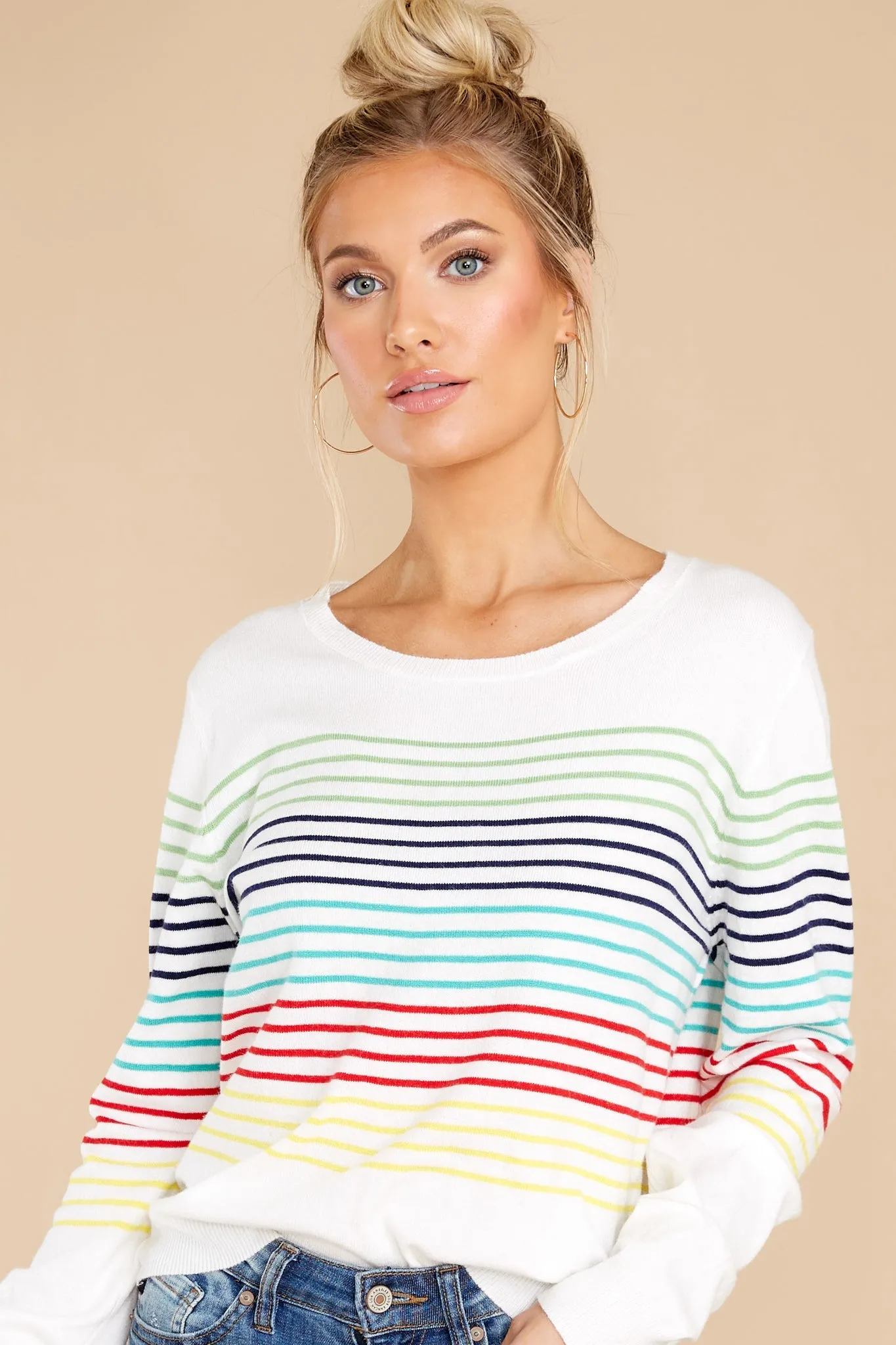 Brightest Days White Multi Stripe Top