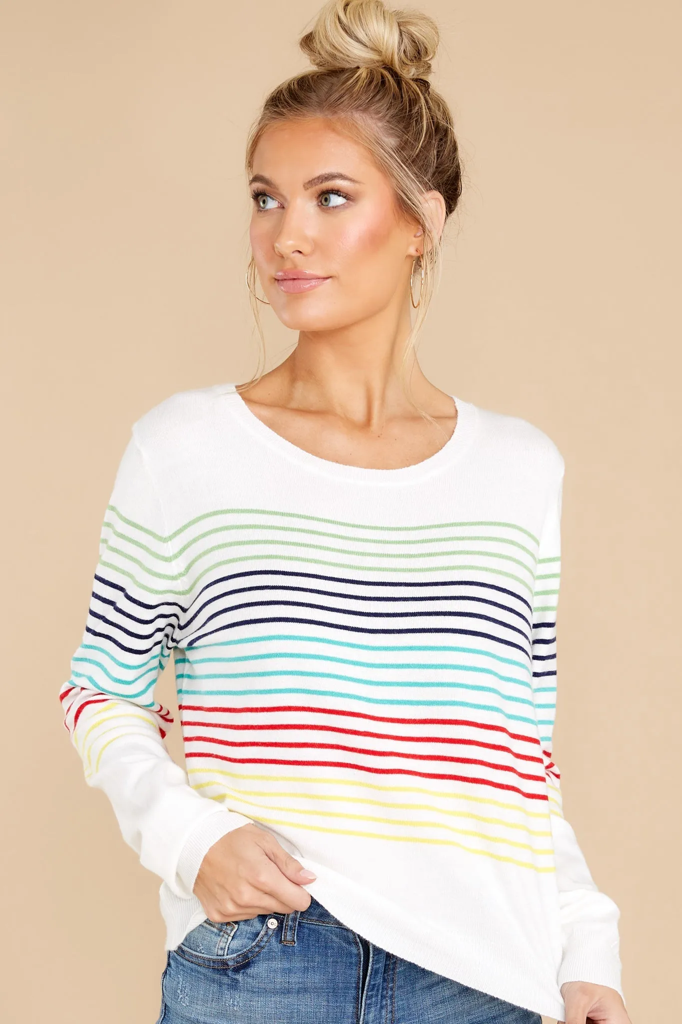 Brightest Days White Multi Stripe Top