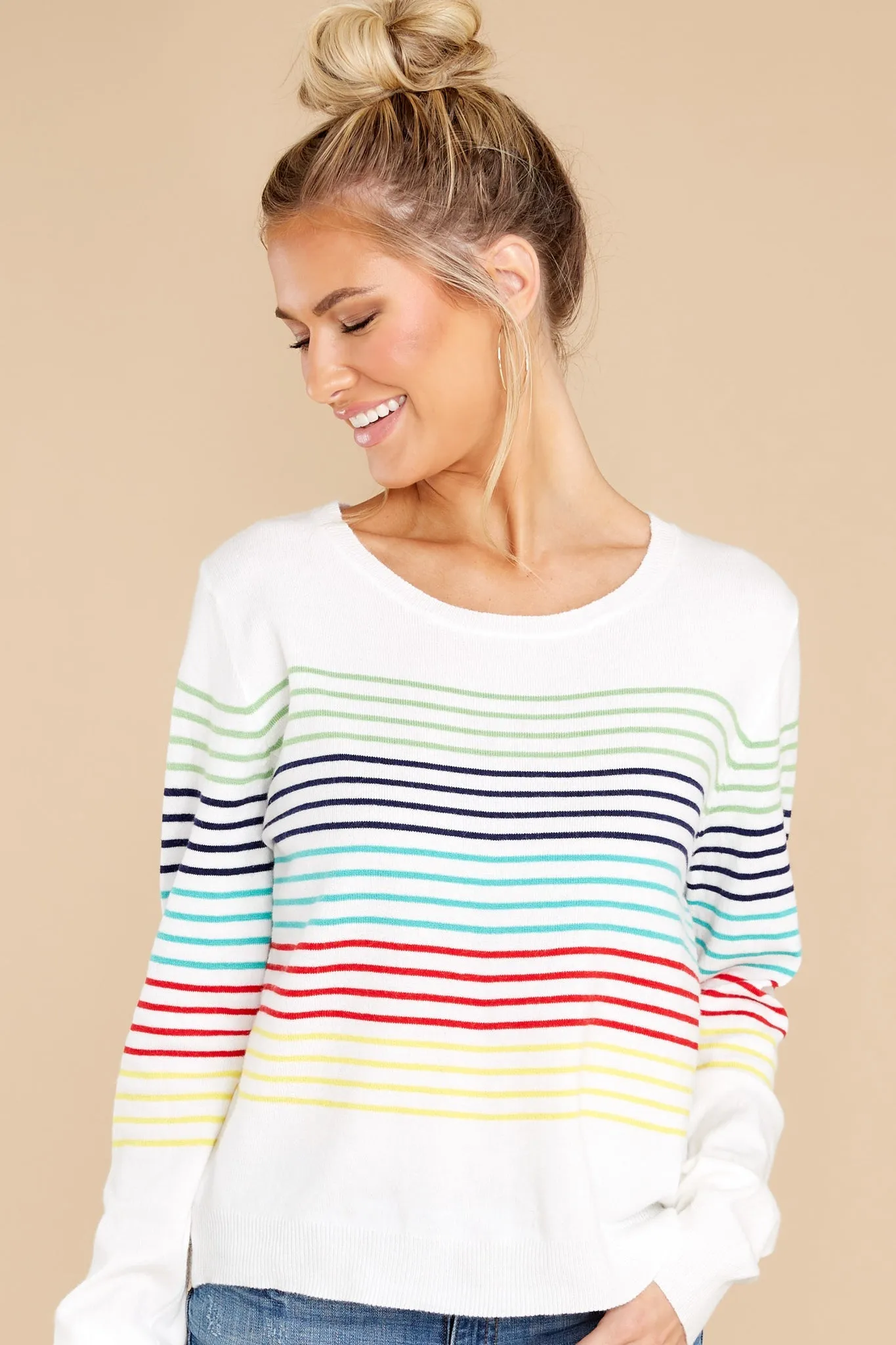 Brightest Days White Multi Stripe Top