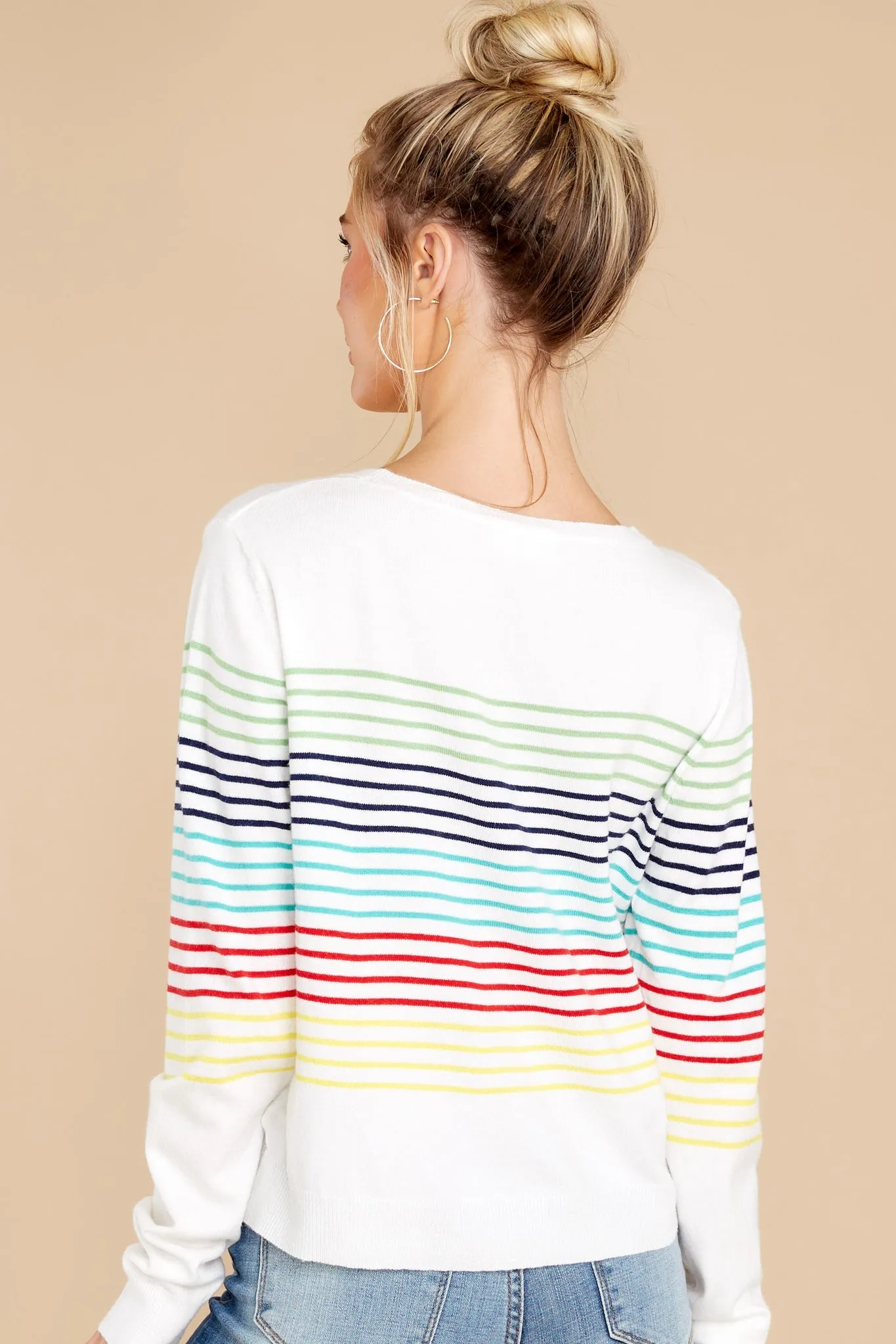 Brightest Days White Multi Stripe Top