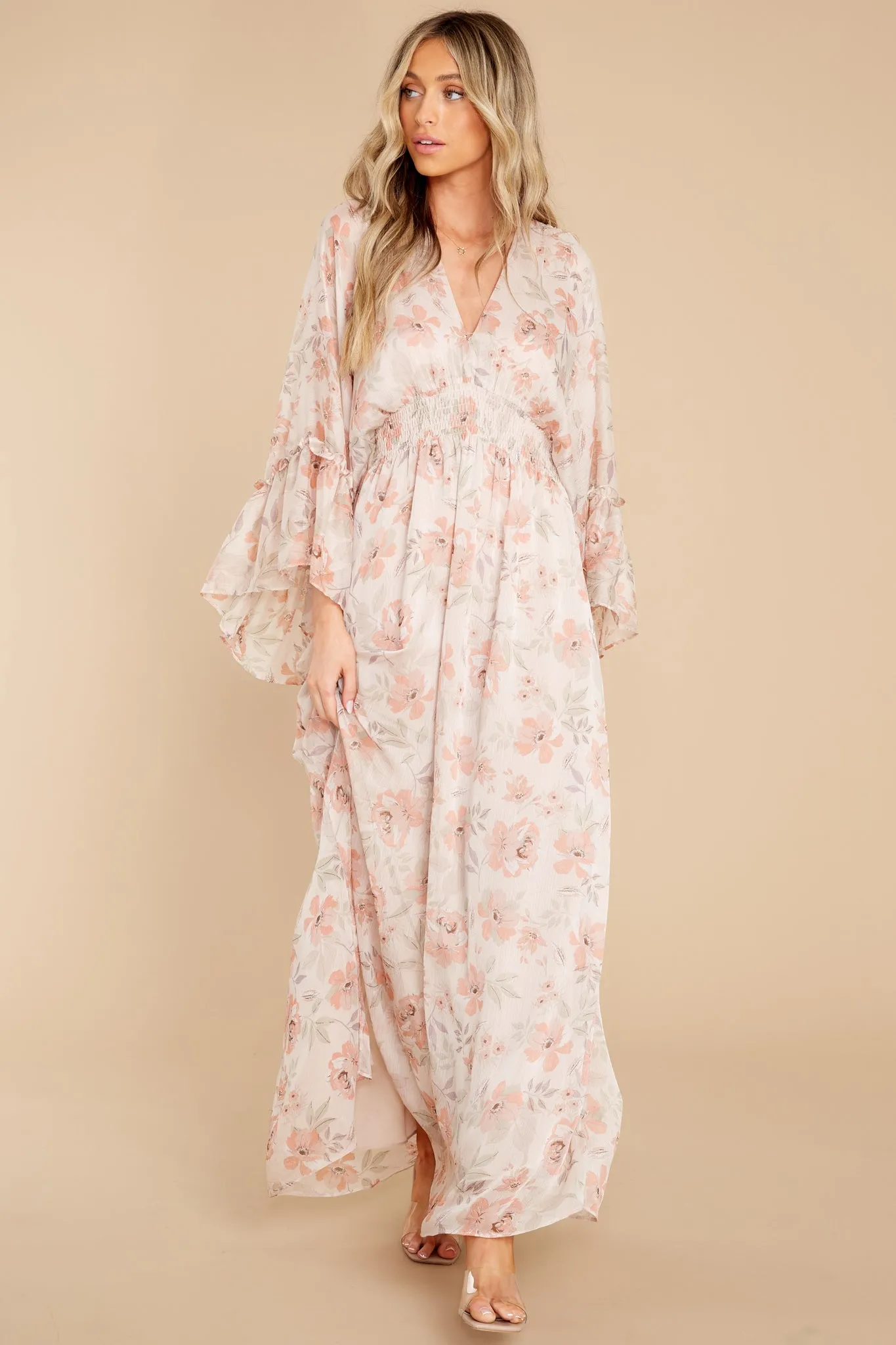 Bring Me Flowers Blush Floral Print Maxi Dress