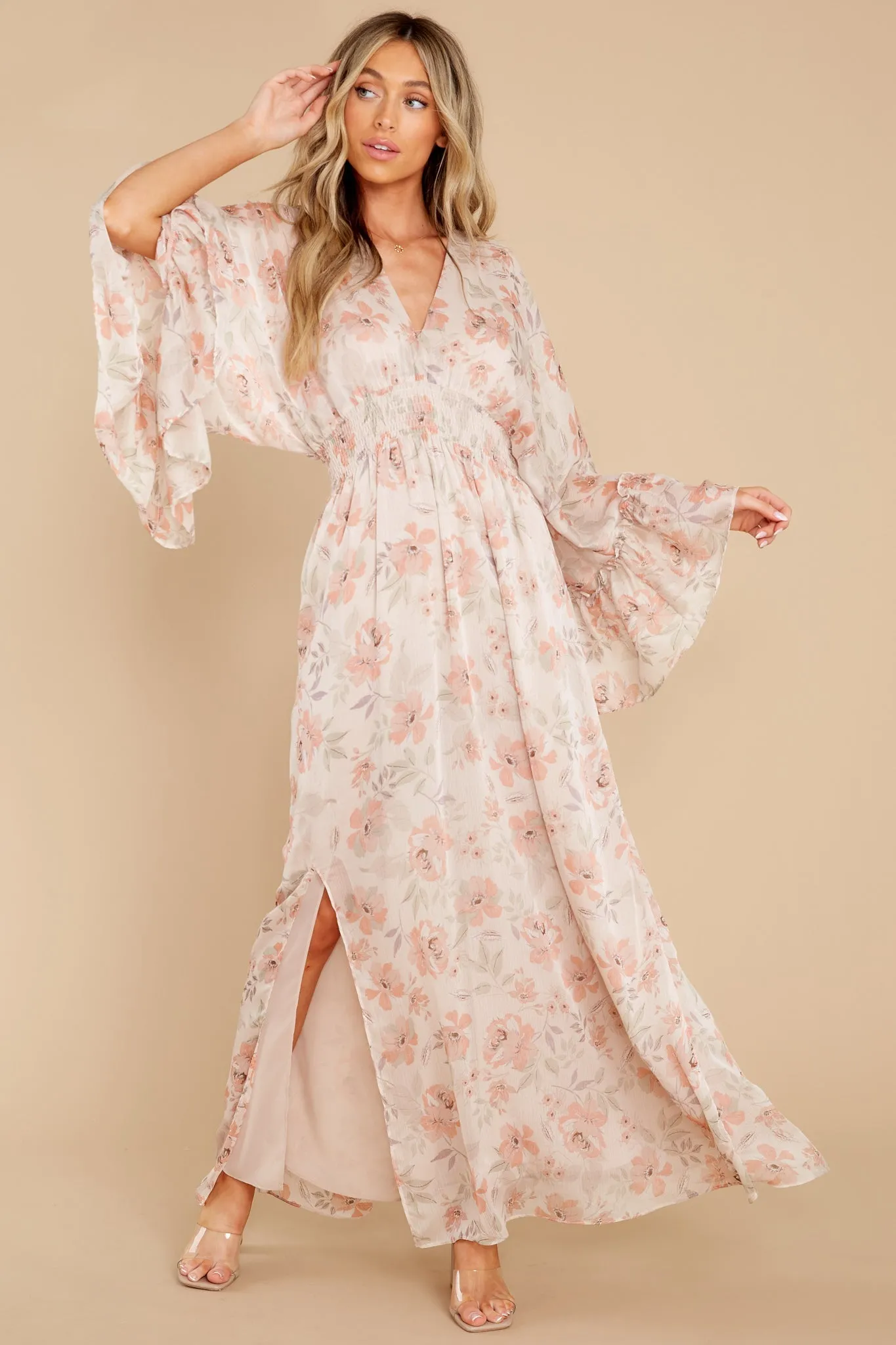 Bring Me Flowers Blush Floral Print Maxi Dress