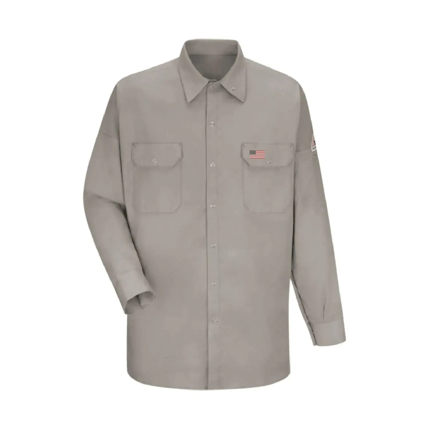 BULWARK - Men's FR Welding Work Shirt, Silver Grey