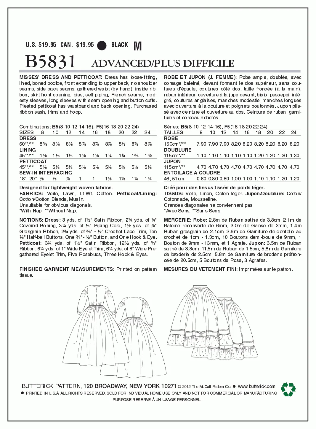 Butterick Pattern B5831 Misses' Dress