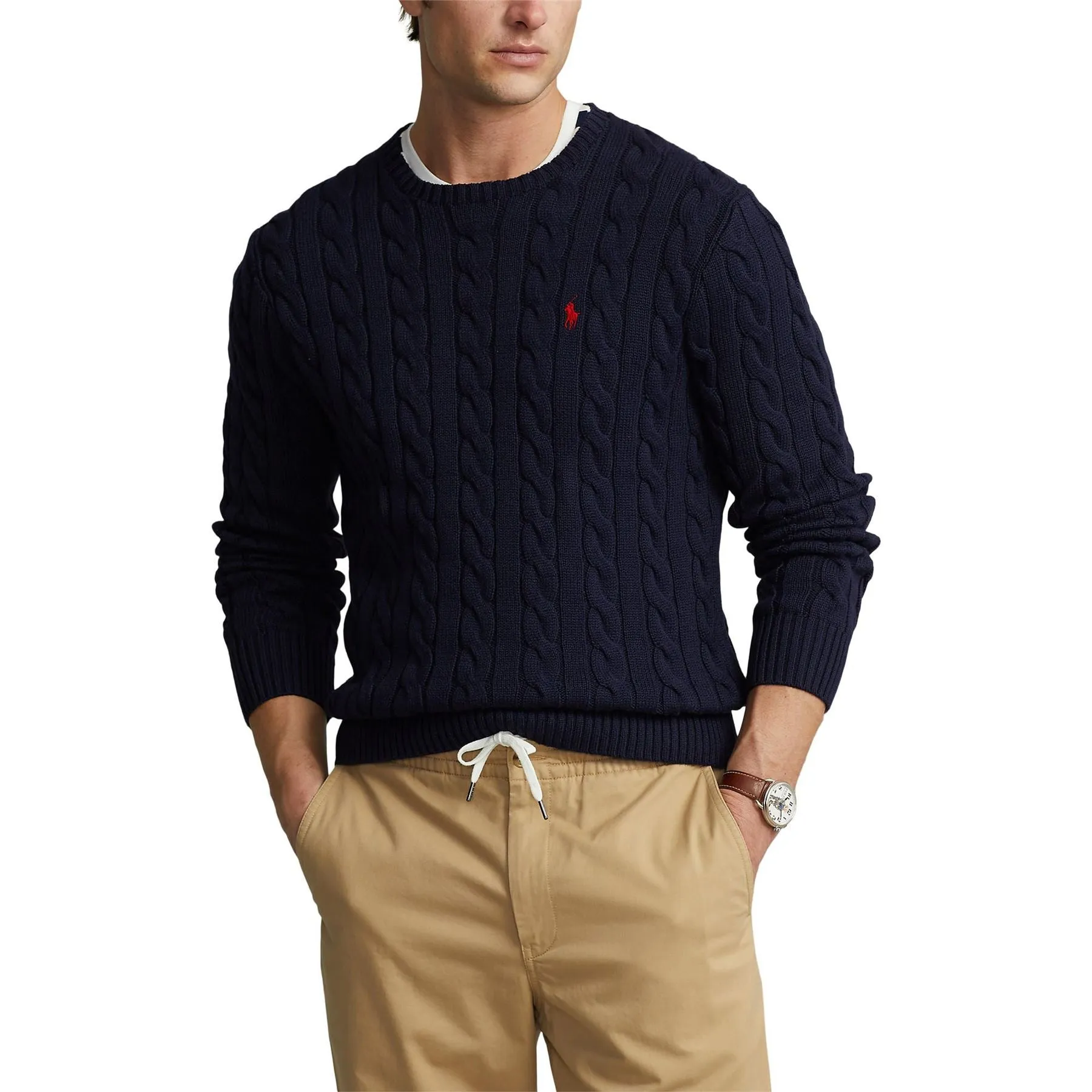 Cable-Knit Cotton Sweater Hunter Navy - SS24