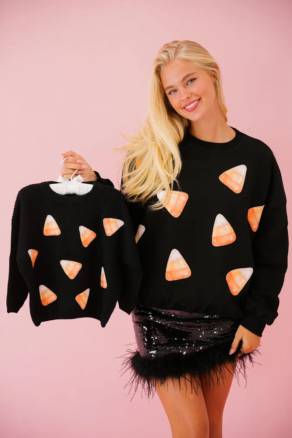 CANDY CORN PATCH BLACK PULLOVER