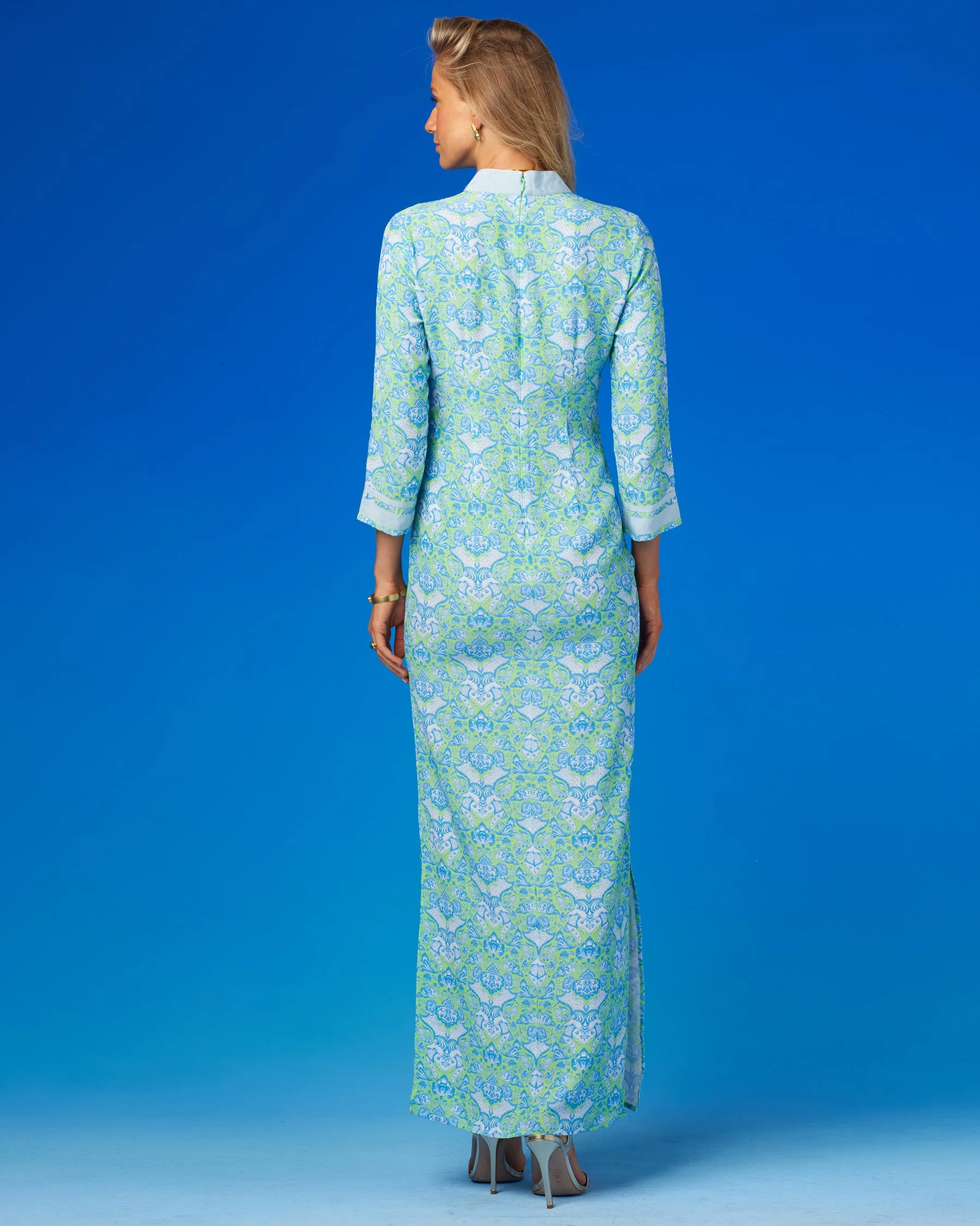 Capri Long Tunic Dress in Shalimar Turquoise on Mint Julep