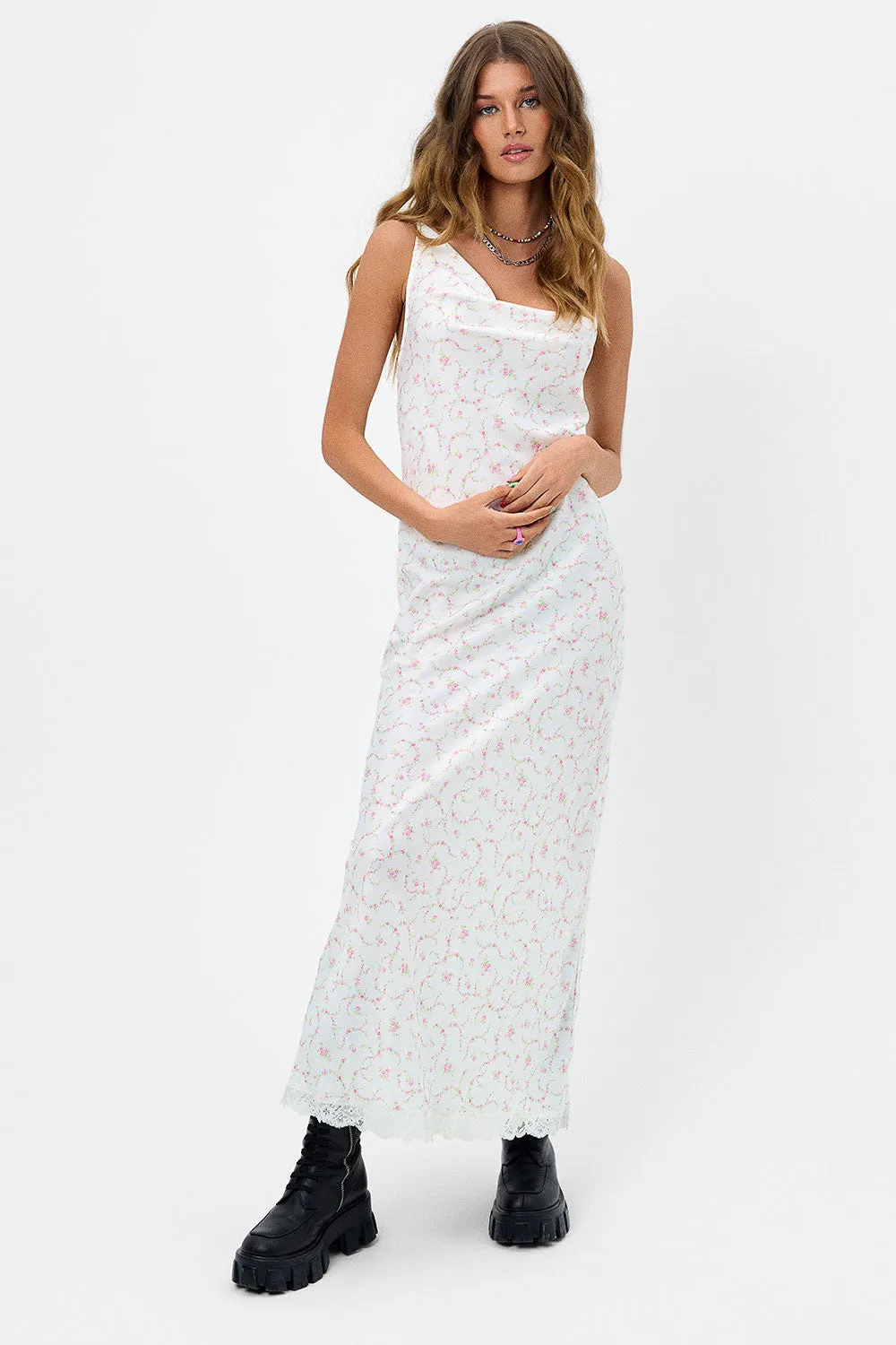 Cara Satin Maxi Dress - Day Lily