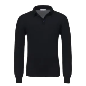 Cashmere Sweater Polo Shirt in Dark Blue