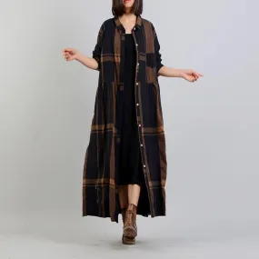 Casual Chic Plaid Brown Trench Coat | Nirvana